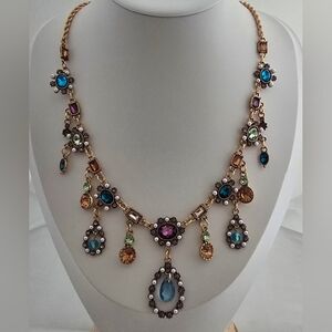French Regency Inspired Boutique Colorful Rhinestone Necklace